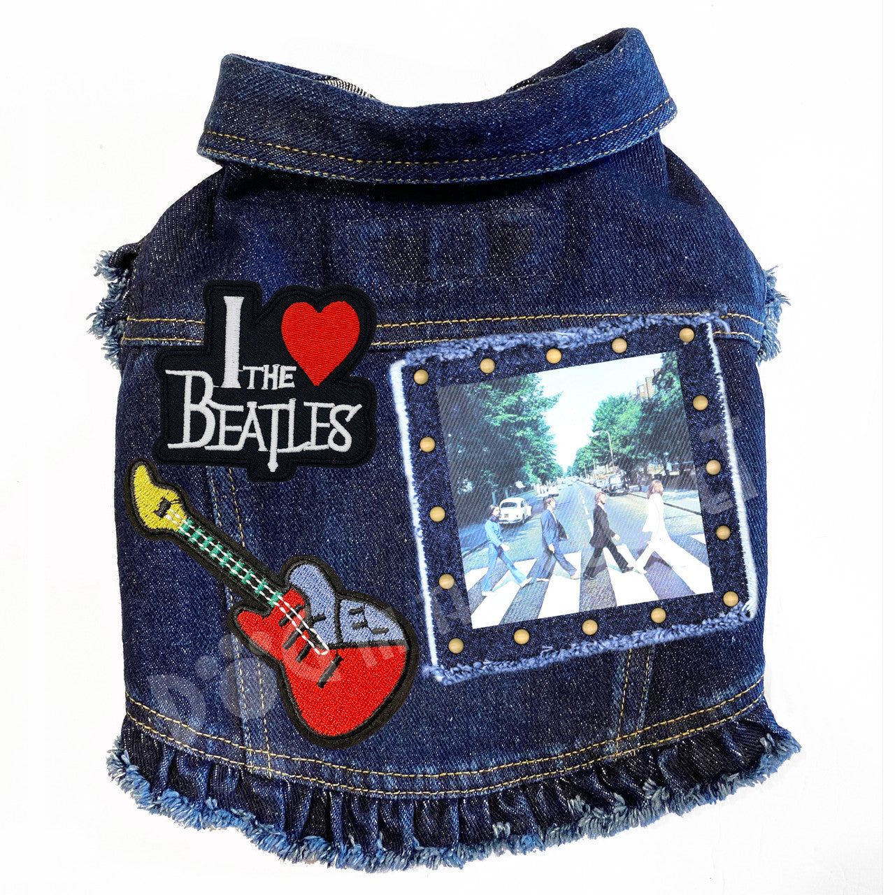 Rock Star (The Beatles) Abbey Lane Denim Dog Jacket Blue Denim with Ruffles