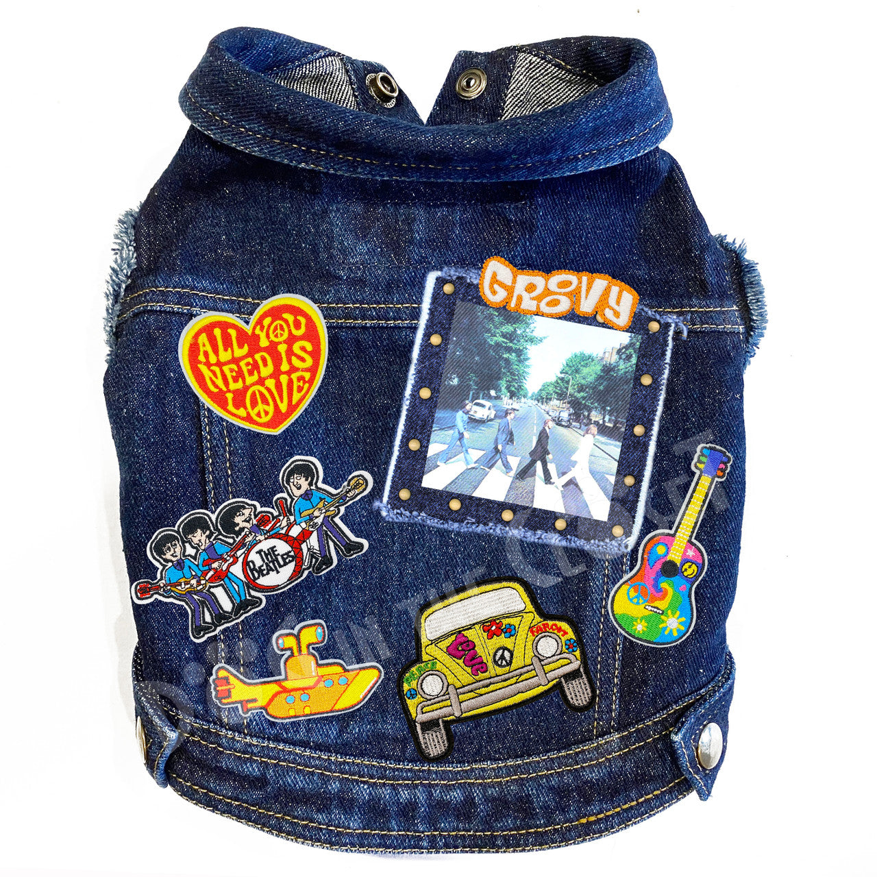 Rock Star (The Beatles) Abbey Lane (Large) Denim Dog Jacket Blue Denim