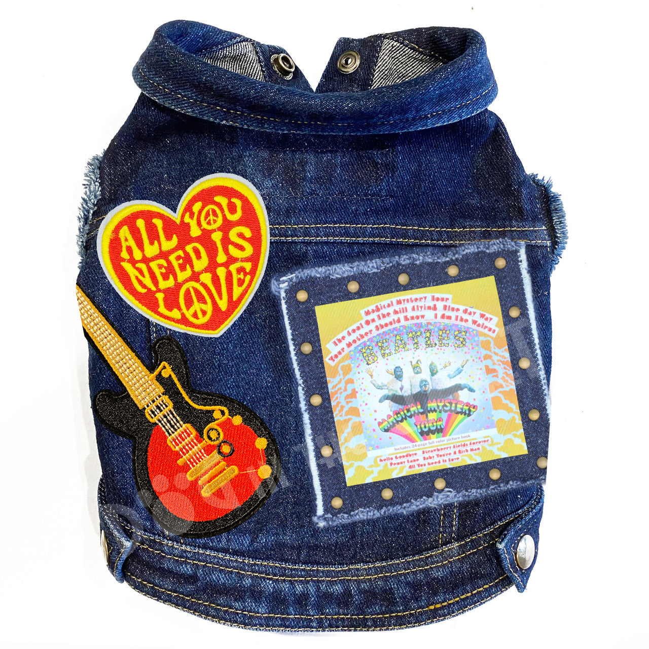 Rock Star (The Beatles) Magical Mystery Tour Denim Dog Jacket Blue Denim