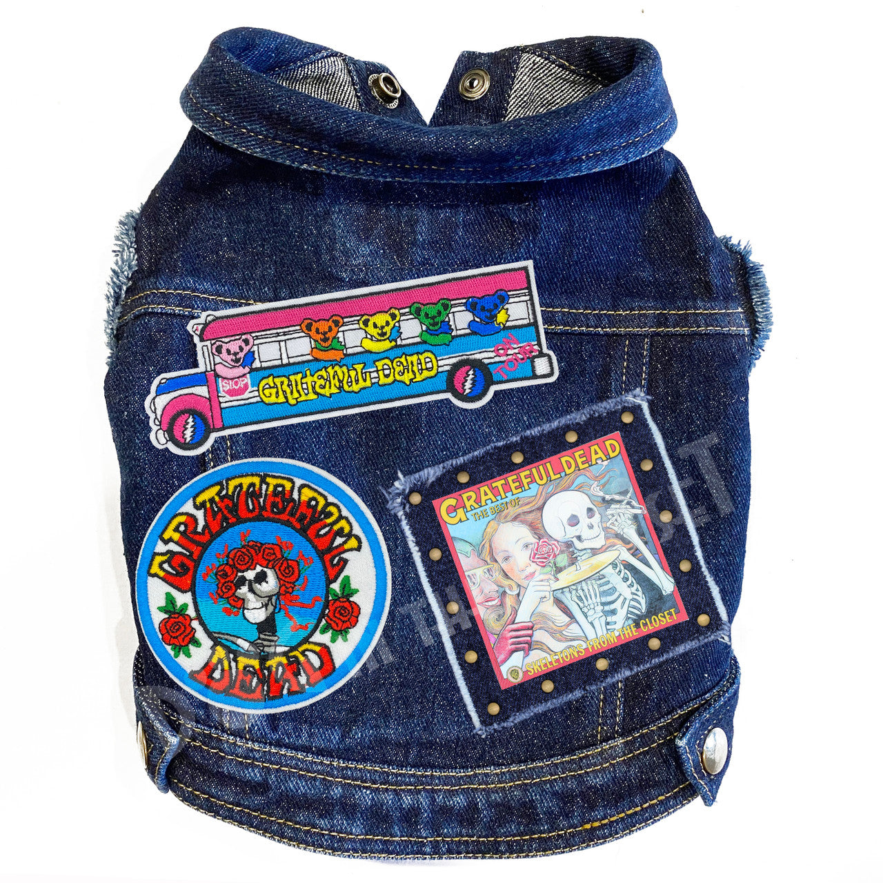 Rock Star (Grateful Dead) Skeletons from the Closet Denim Dog Jacket Blue Denim