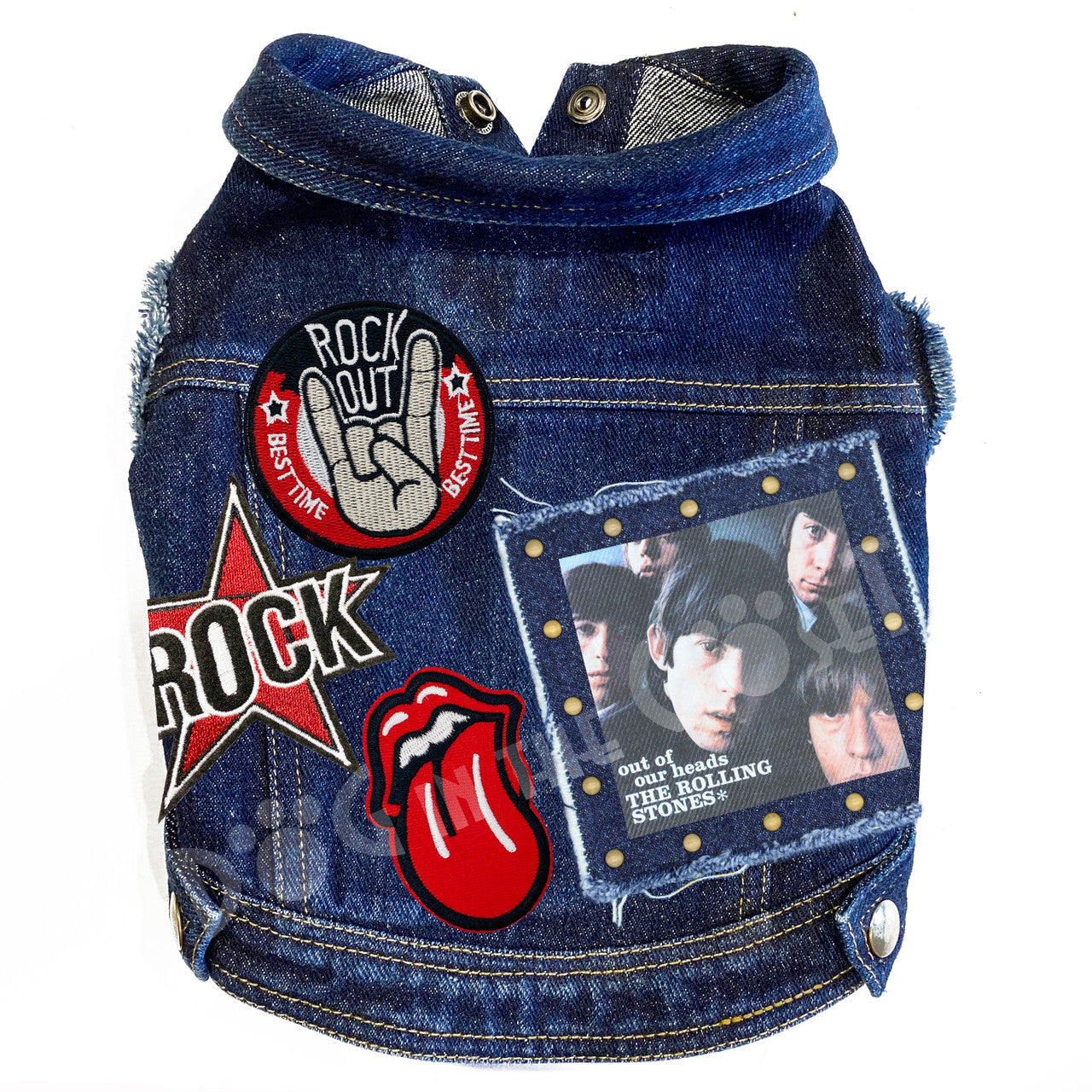 Rock Star - Rolling Stones - Out of our Heads Denim Dog Jacket Blue Denim