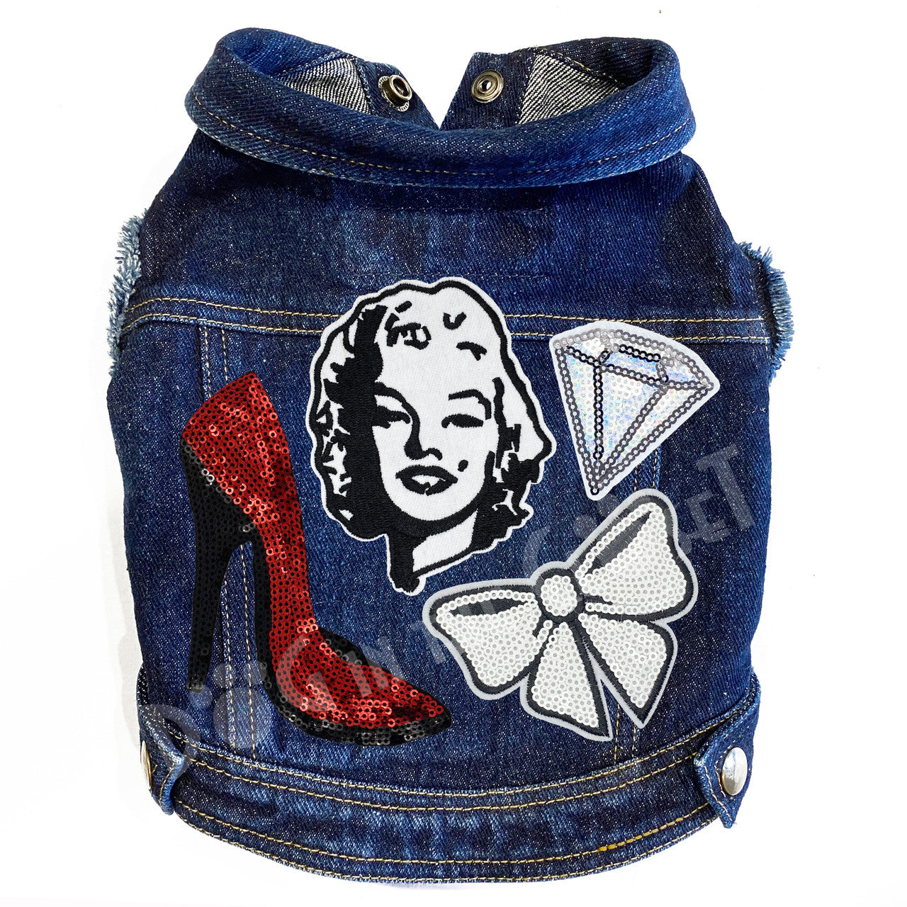 Marilyn Monroe Denim Dog Jacket Blue Denim