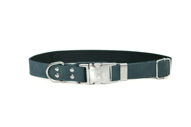 Modern Style Quick-Release Blue Jeans Leather Dog Collar