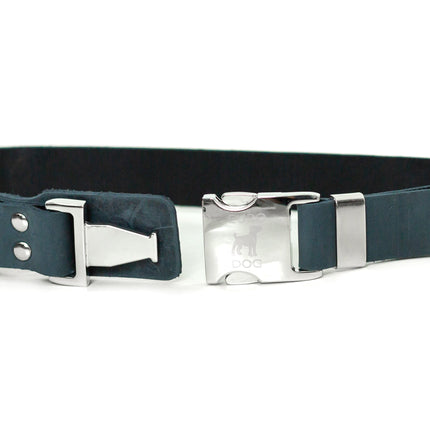 Modern Style Quick-Release Blue Jeans Leather Dog Collar