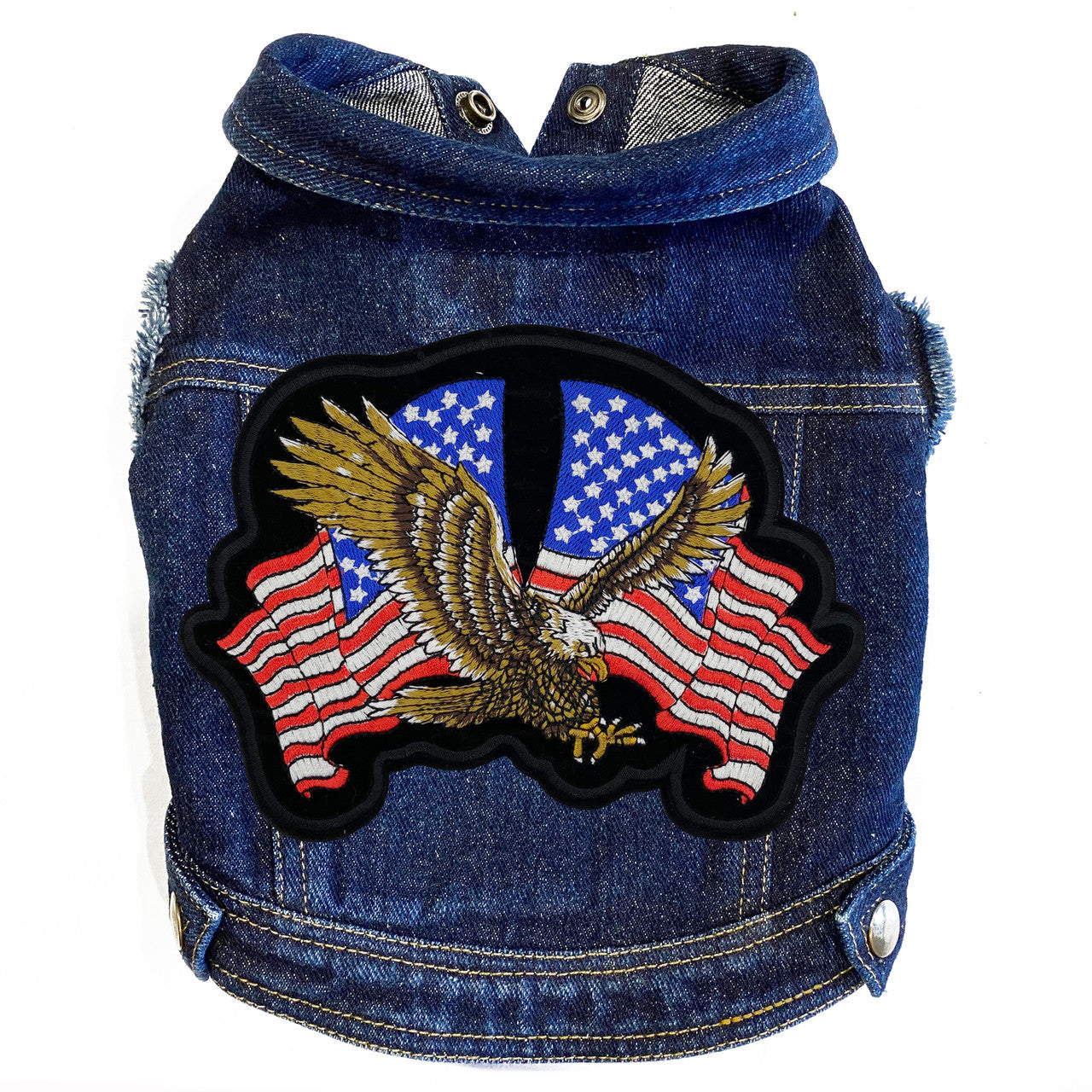 Patriotic Biker - Denim Dog Jacket Blue Denim