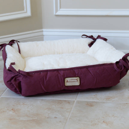 Armarkat 2-In-1 Cat Pet Bed & Fleece Cat Mat Burgundy/Ivory