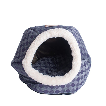 Armarkat Cuddle Cave Cat Bed C44 For Cats & Puppy Dogs Blue Checkered