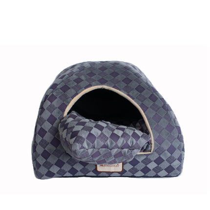 Armarkat Cat Bed C65HHG/LS Purple Gray Combo Checkered Pattern