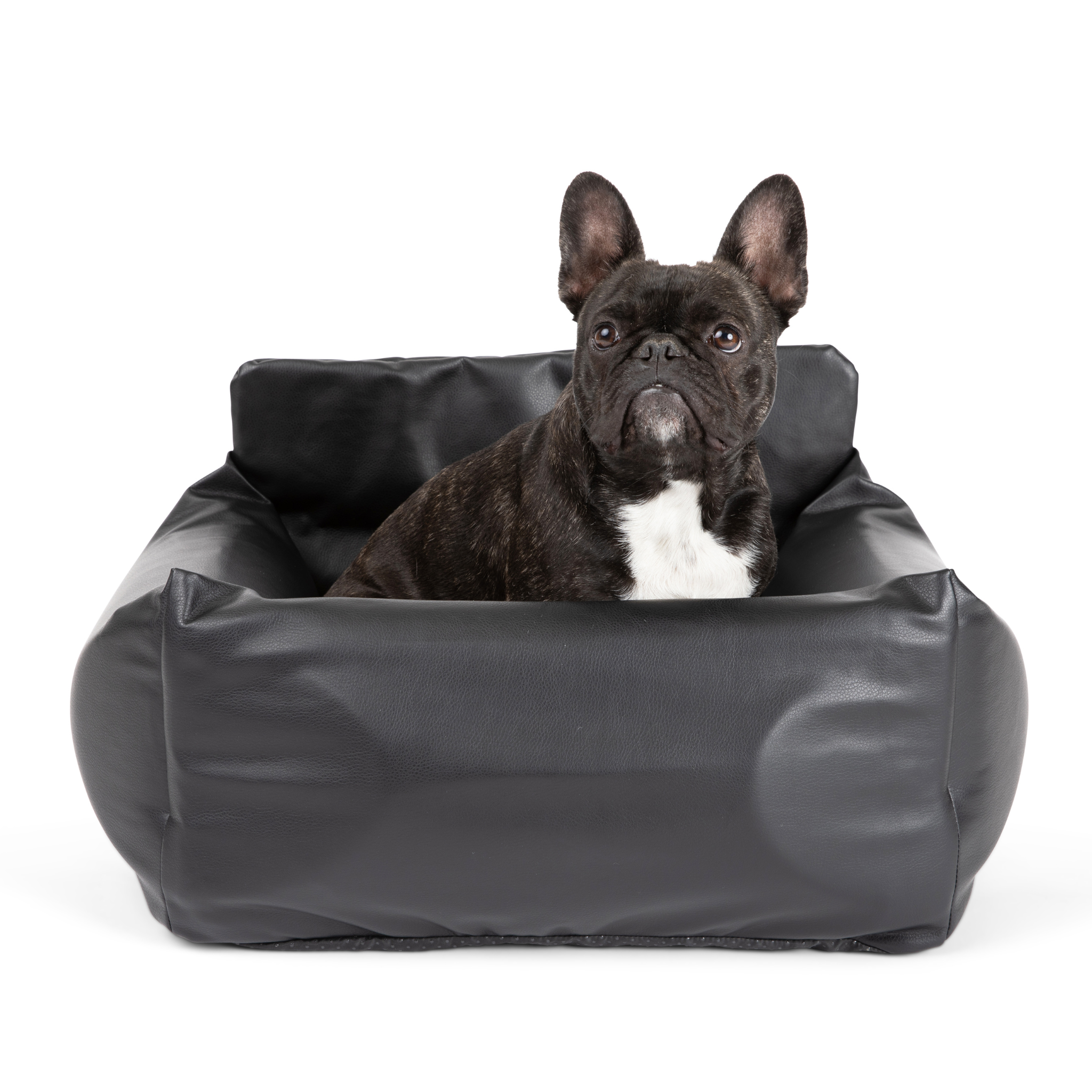 PupProtector Faux Leather Memory Foam Dog Car Bed - Black