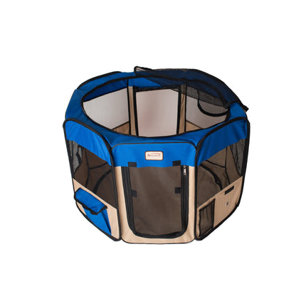 Armarkat PP001B-XL Portable Pet Playpen In Blue and Beige Combo