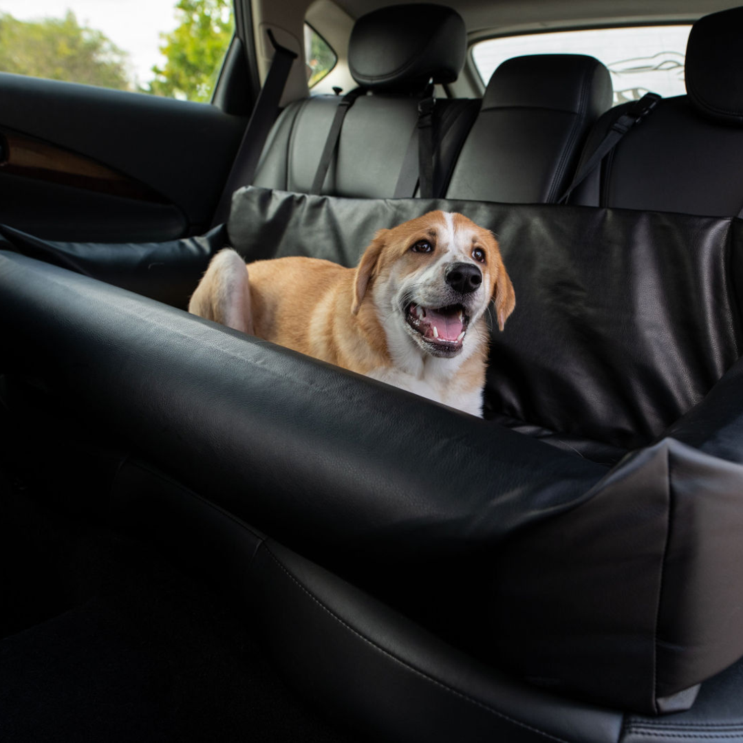 PupProtector Faux Leather Memory Foam Dog Car Bed - Black