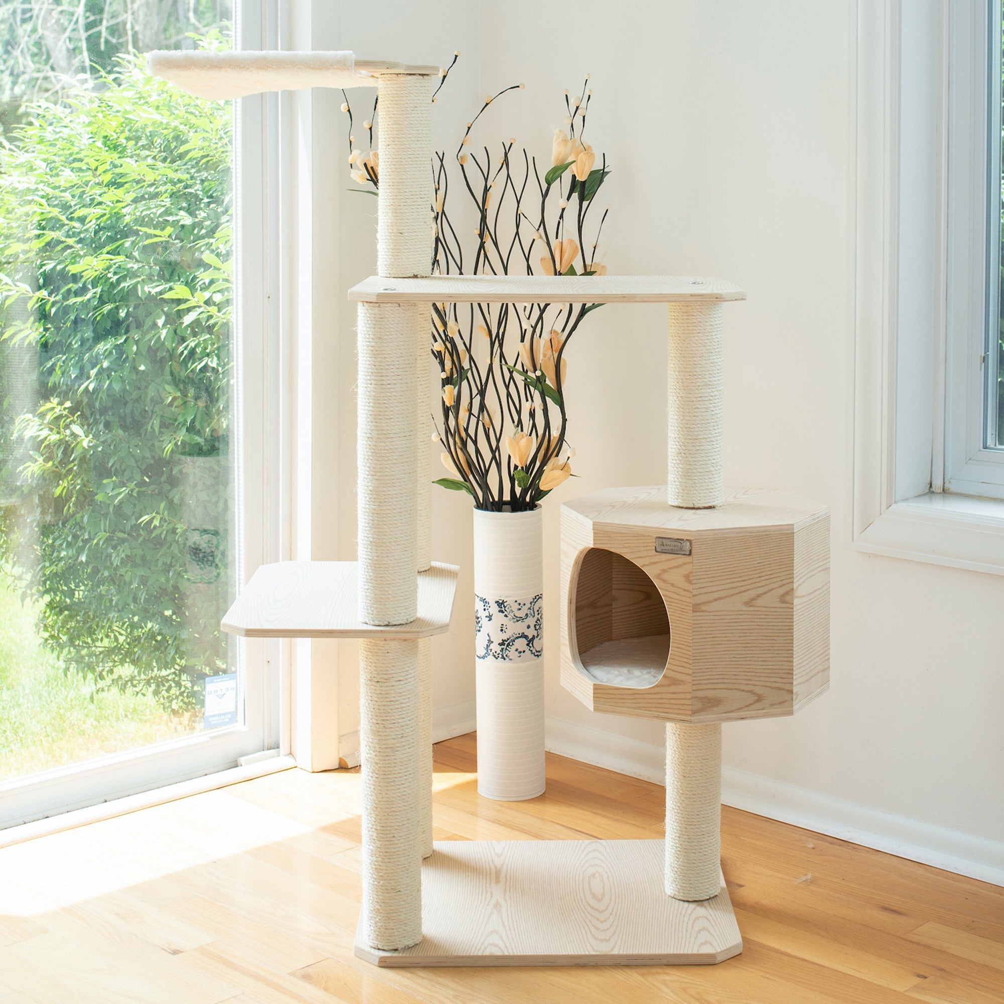 Armarkat Premium Scots Pine 54-Inch Cat Tree With Three Levels, Perch, Condo