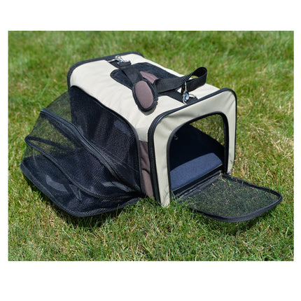 Armarkat AirlIne Approved Pet Carrier Soft Sided Pet Travel Carrier 4 Sides Expandable Cat Carrier With Fleece Pad for Cats Puppy and Small Dogs PC102R