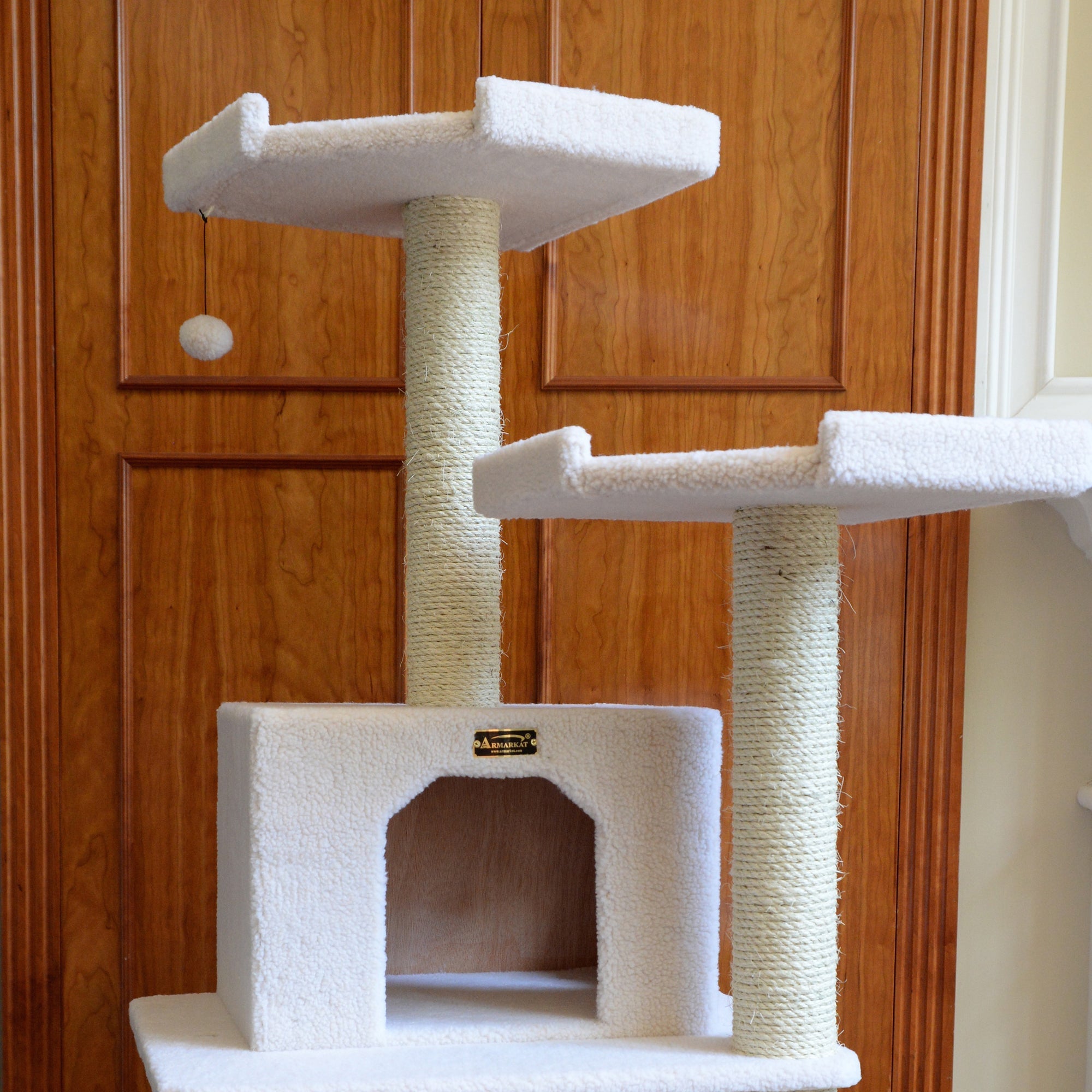 Armarkat B7801 Classic Cat Tree In Ivory, Jackson Galaxy Approved, Six Levels With Playhouse and Rope SwIng