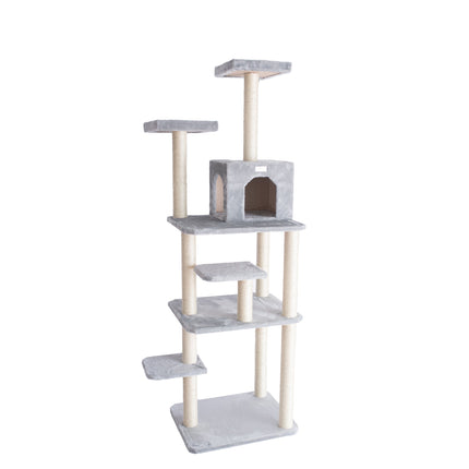 GleePet GP78740822 74-Inch Cat Tree With Seven Levels Silver Gray