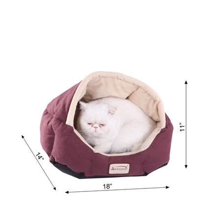 Armarkat Cat Bed Small Pet Bed Burgundy/Ivory C08HJH/MH