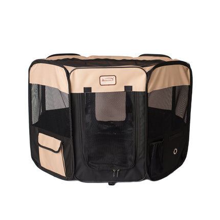 Armarkat PP003BGE-M Portable Pet Playpen In Black and Beige Combo