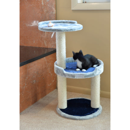 Three-level compact scratcher x2905 Gray W Plush Perch