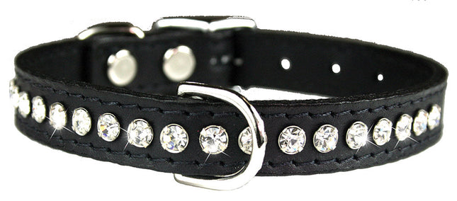 Black Signature Leather Crystal Collar