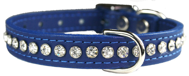 Blue Signature Leather Crystal Collar