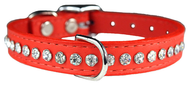 Orange Signature Leather Crystal Collar