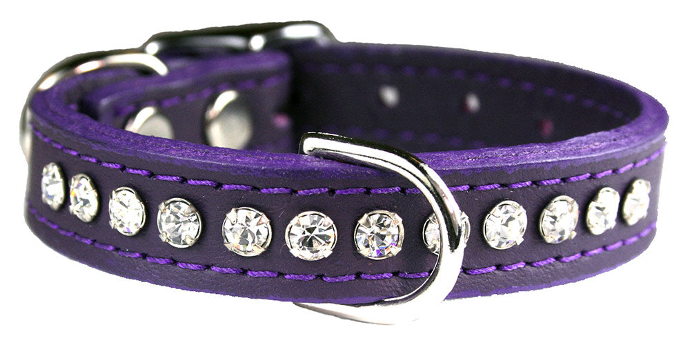 Purple Signature Leather Crystal Collar Option