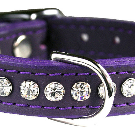 Purple Signature Leather Crystal Collar