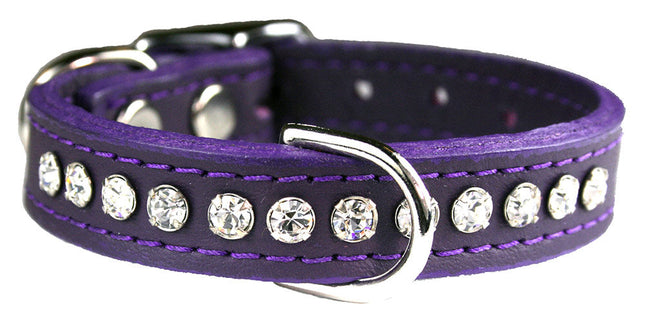 Purple Signature Leather Crystal Collar