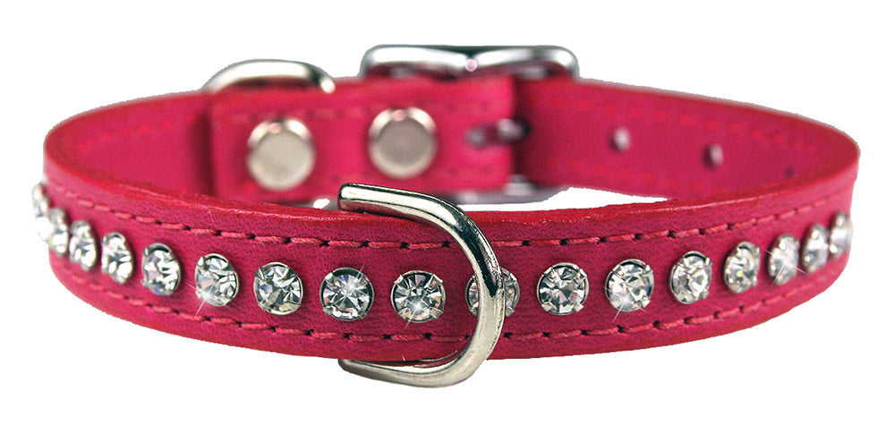 Raspberry Signature Leather Crystal Collar