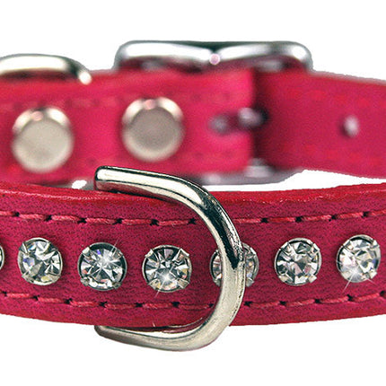 Raspberry Signature Leather Crystal Collar