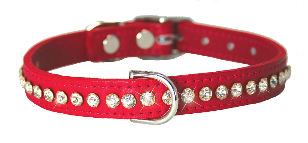 Red Signature Leather Crystal Collar Option