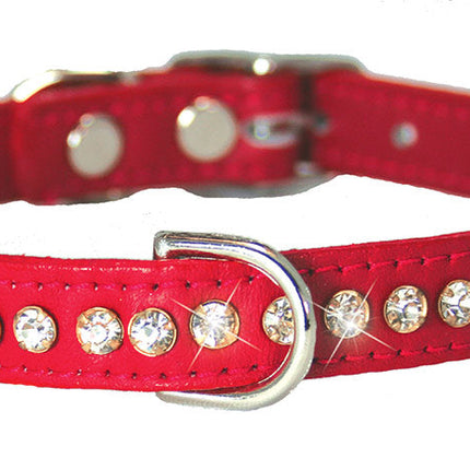 Red Signature Leather Crystal Collar