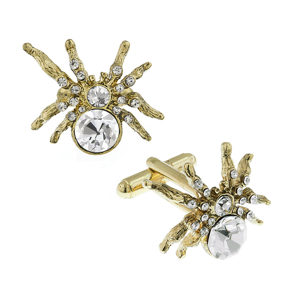 1928 Jewelry Blue And Crystal Spider Cufflinks