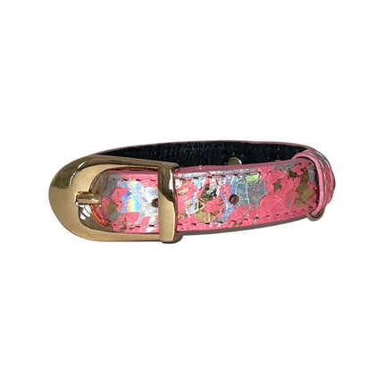 XS/S 7”-14” Bubblegum Pink/Gold/Silver Art Deco Custom Snake Collar/Custom Gold Italian Hardware