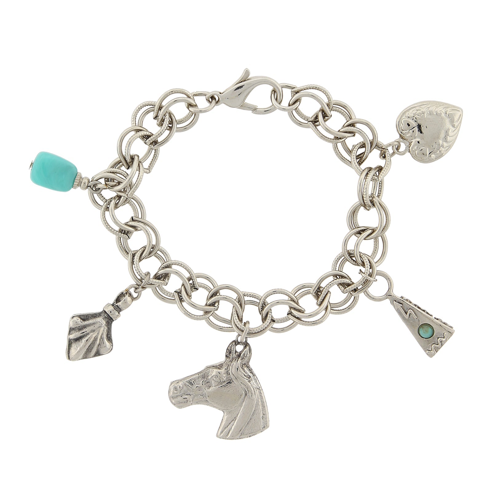 1928 Jewelry Southwest Turquoise And Charms Link Bracelet