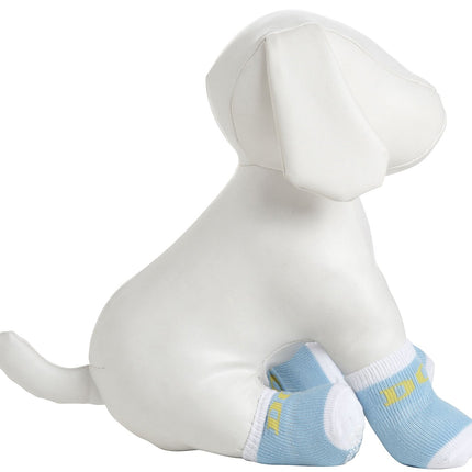 Blue And White Rubberized Pet Socks