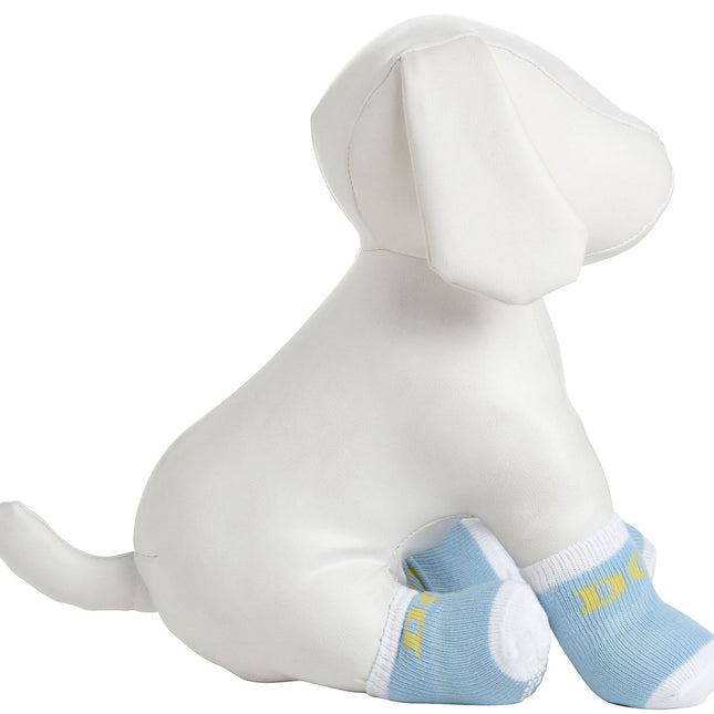 Blue And White Rubberized Pet Socks