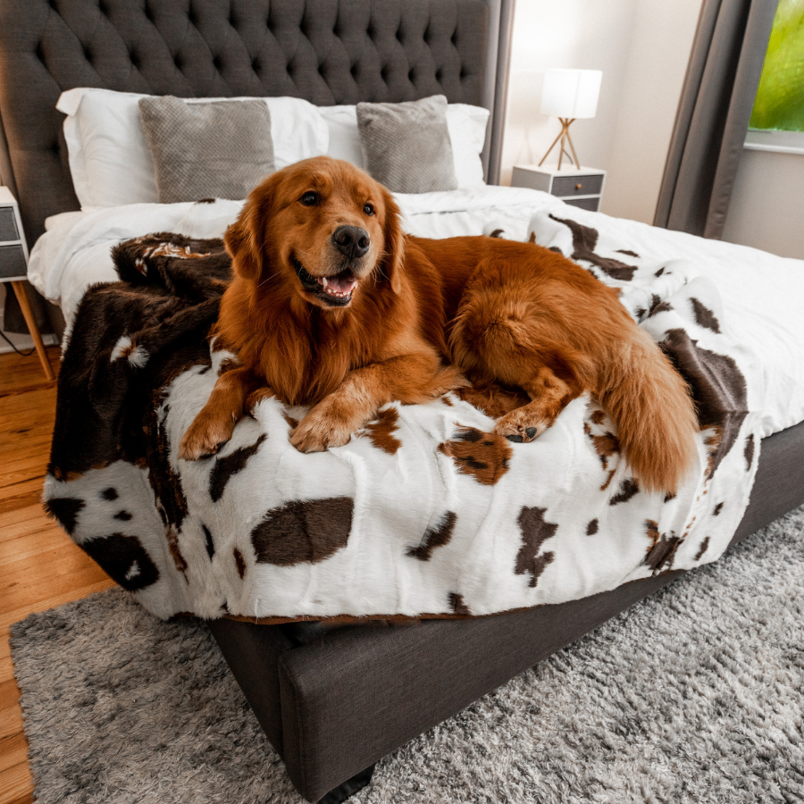 PupProtector Waterproof Throw Blanket - Brown Faux Cowhide