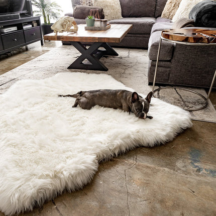 PupRug™ Animal Print Memory Foam Dog Bed - Polar Bear Faux Hide