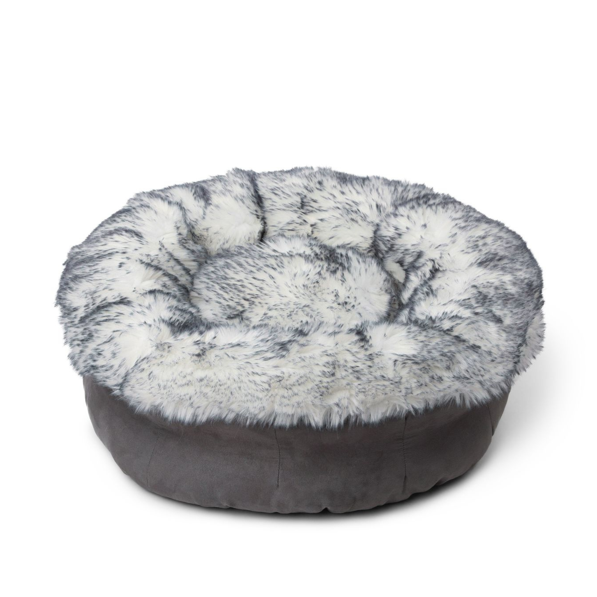 PupPouf Luxe Faux Fur Donut Dog Bed - Ultra Plush Arctic Fox