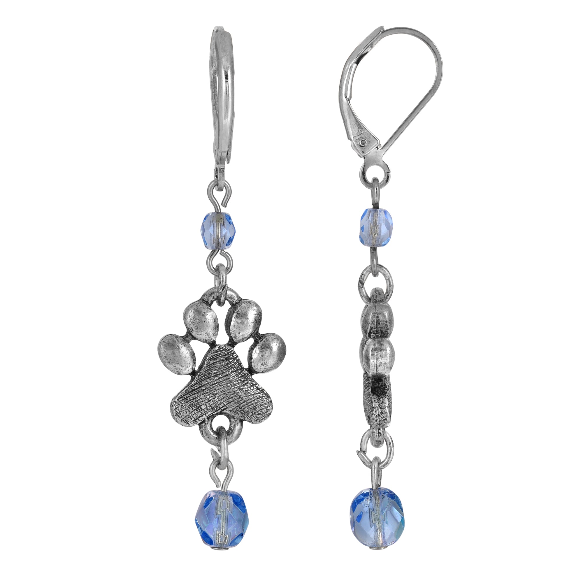 1928 Jewelry Colored Bead Paw Print Earrings