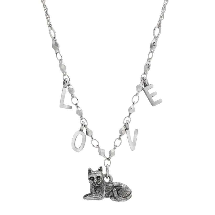 1928 Jewelry LOVE Antiqued Cat Pendant Necklace 16"