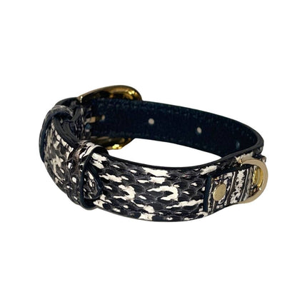 XS Black & White Snake 7”-14” Collar/Custom Gold Oval Italian