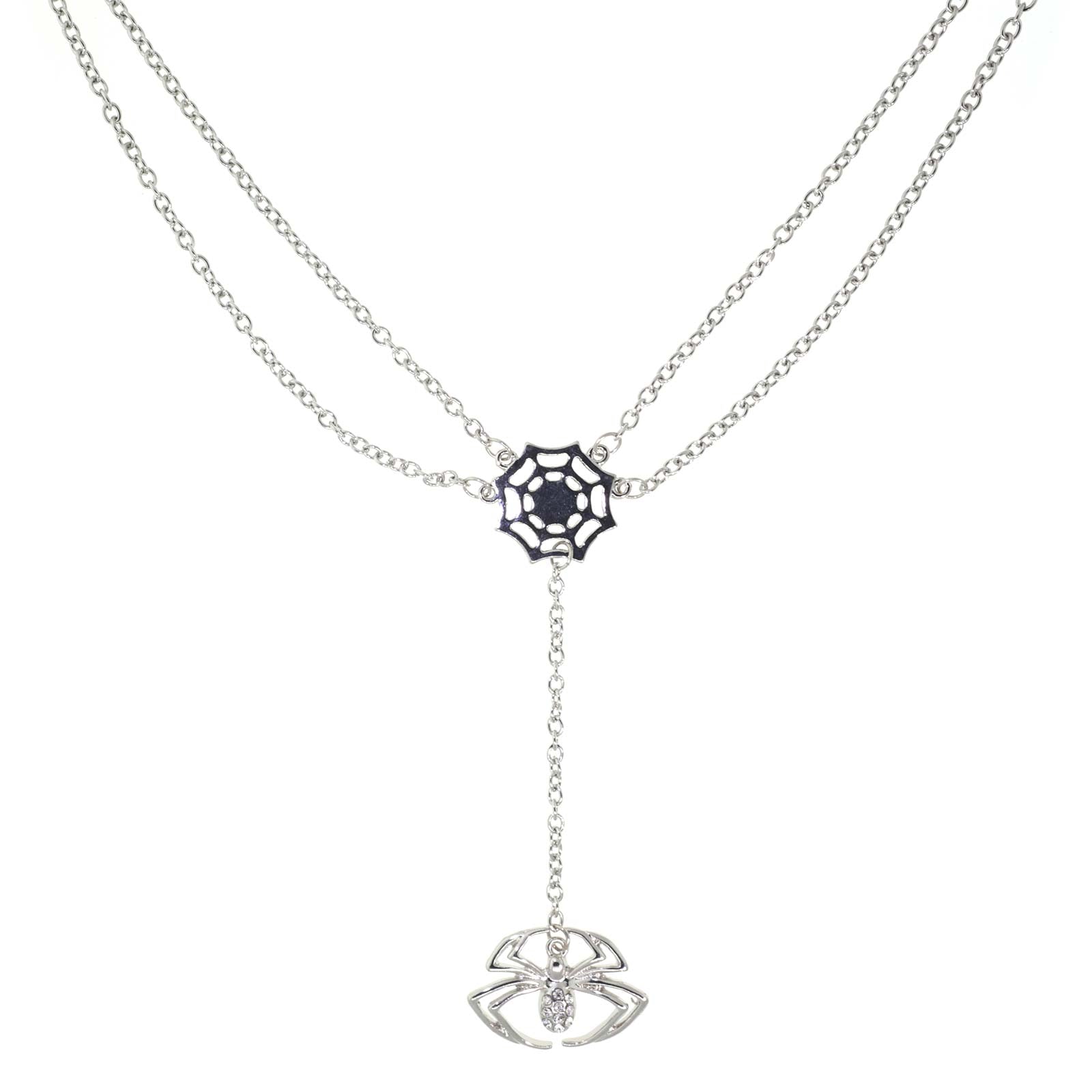 1928 Jewelry Spider Web With Crystal Spider Drop Necklace 16