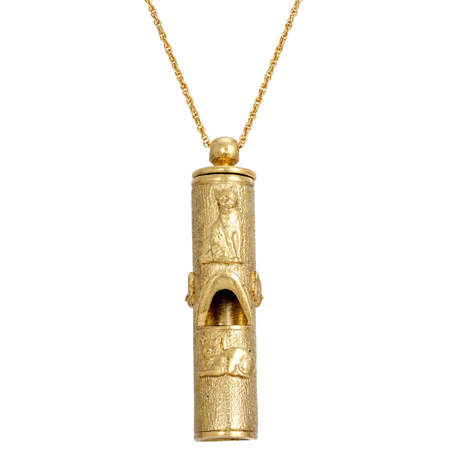 1928 Jewelry Cat Pendant Necklace Whistle 30"