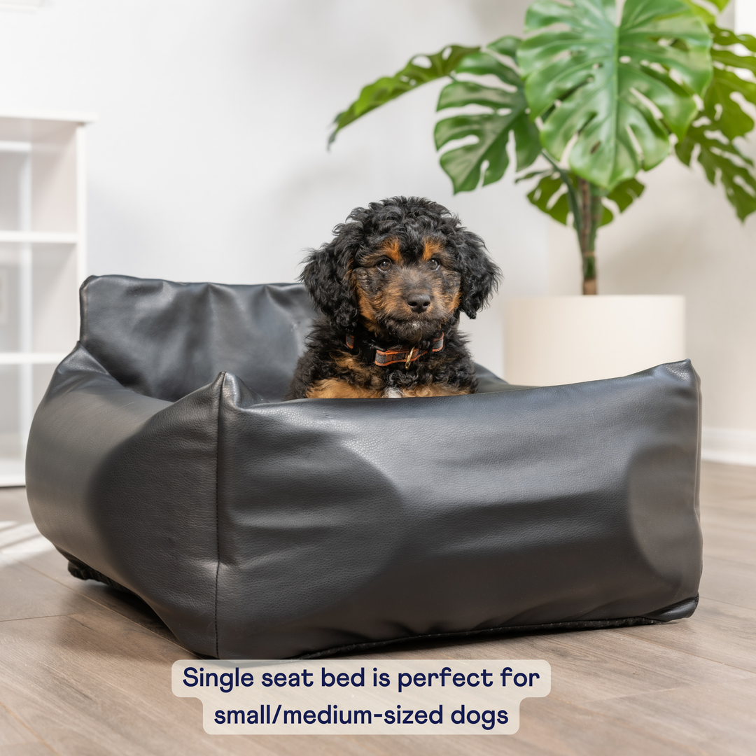 PupProtector™ Faux Leather Memory Foam Dog Car Bed -  Black