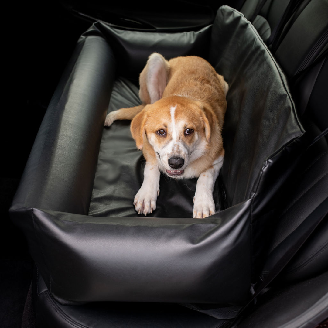 PupProtector Faux Leather Memory Foam Dog Car Bed - Black Full Back Seat (48