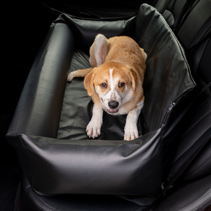 PupProtector™ Faux Leather Memory Foam Dog Car Bed - Black