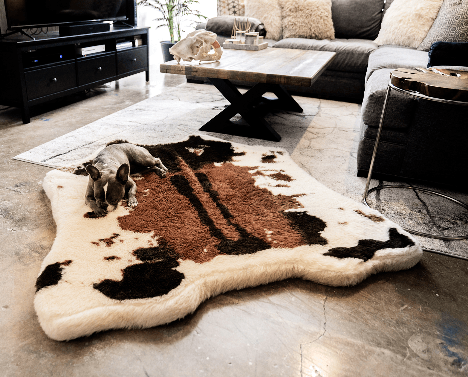 PupRug Animal Print Memory Foam Dog Bed - Brown Faux Cowhide