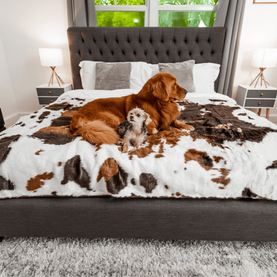 PupProtector Waterproof Throw Blanket - Brown Faux Cowhide